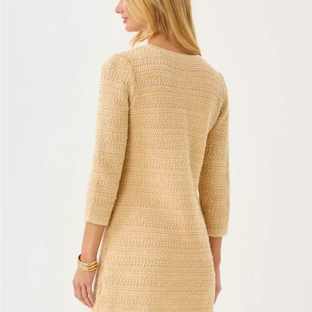 Lilly Pulitzer Rhysa Sweater Dress Cream Knit Mini Dress with Bow Details - Picture 3 of 16